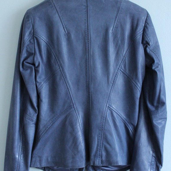 NWOT Leather Jacket, Asymmetrical Zipper, Ombre Lining - Picture 4 of 8